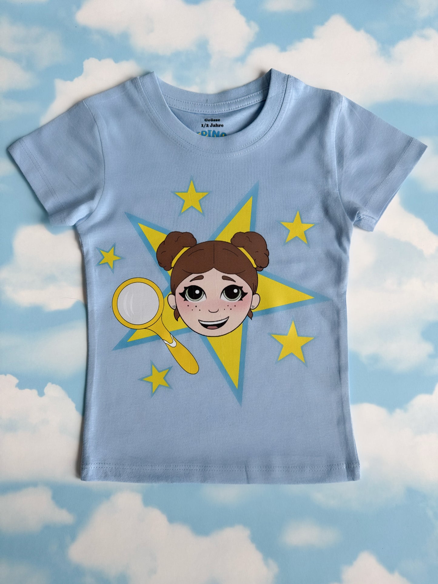 PEPINA Premium T-Shirt mit Sternen in hellblau